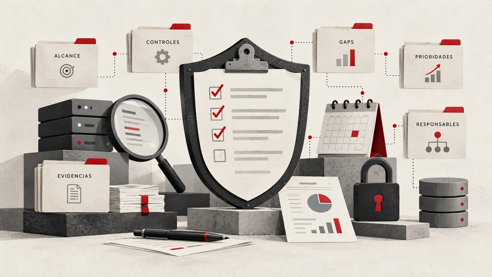 Scope, controls, evidence, gaps and owners involved in a security audit
