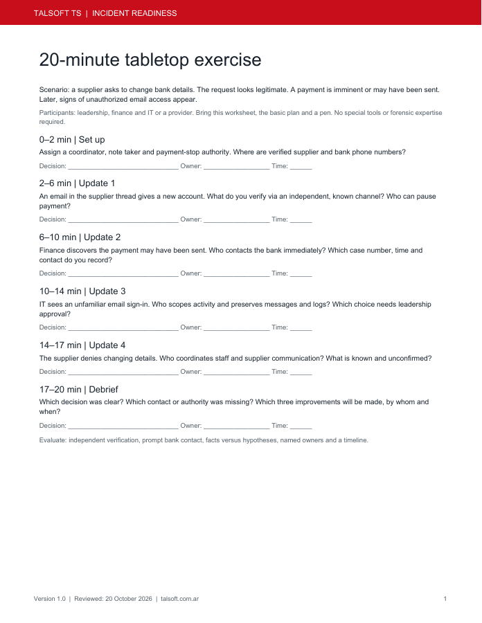 Tabletop worksheet preview