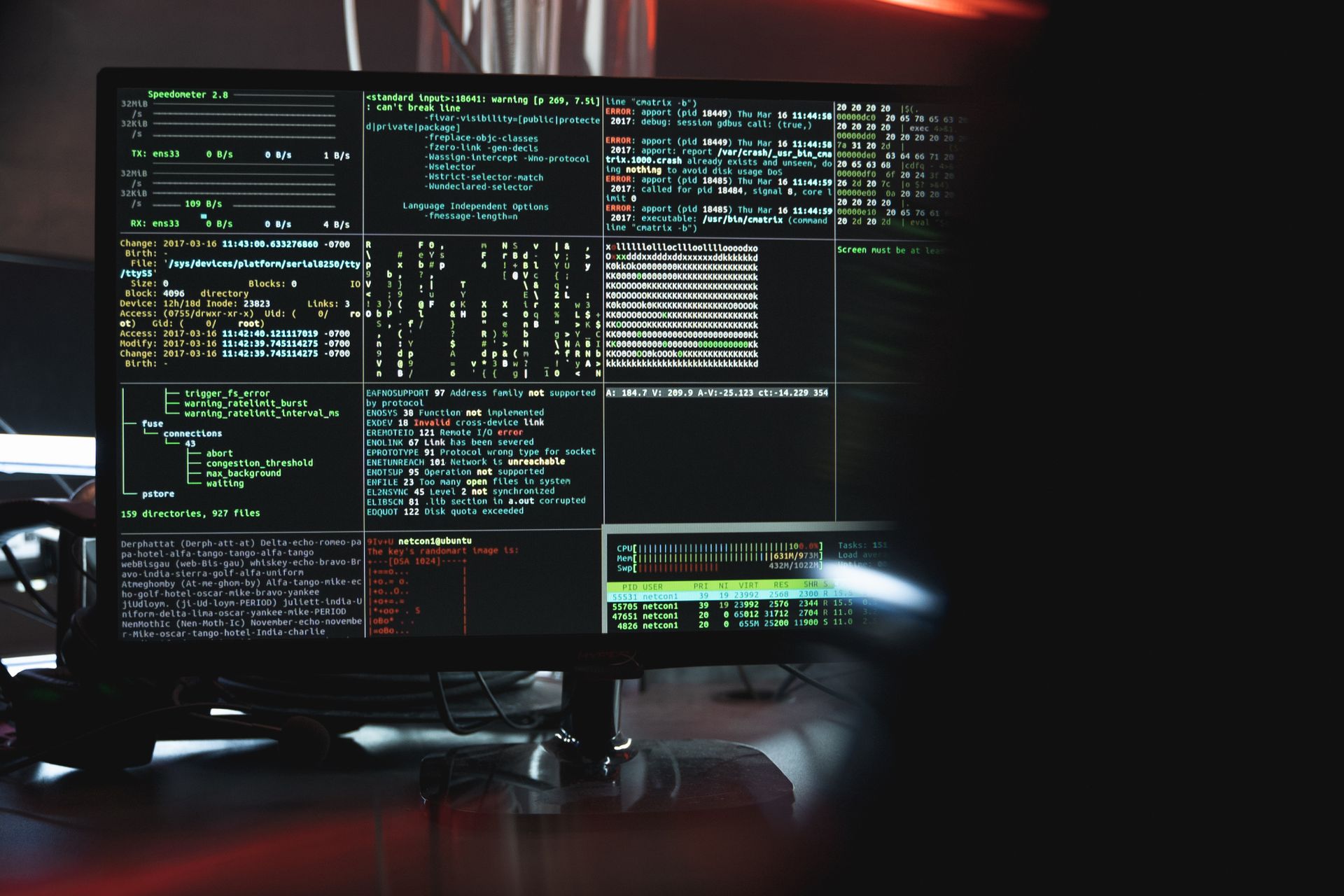Pantalla técnica utilizada para revisar controles y hallazgos de ciberseguridad