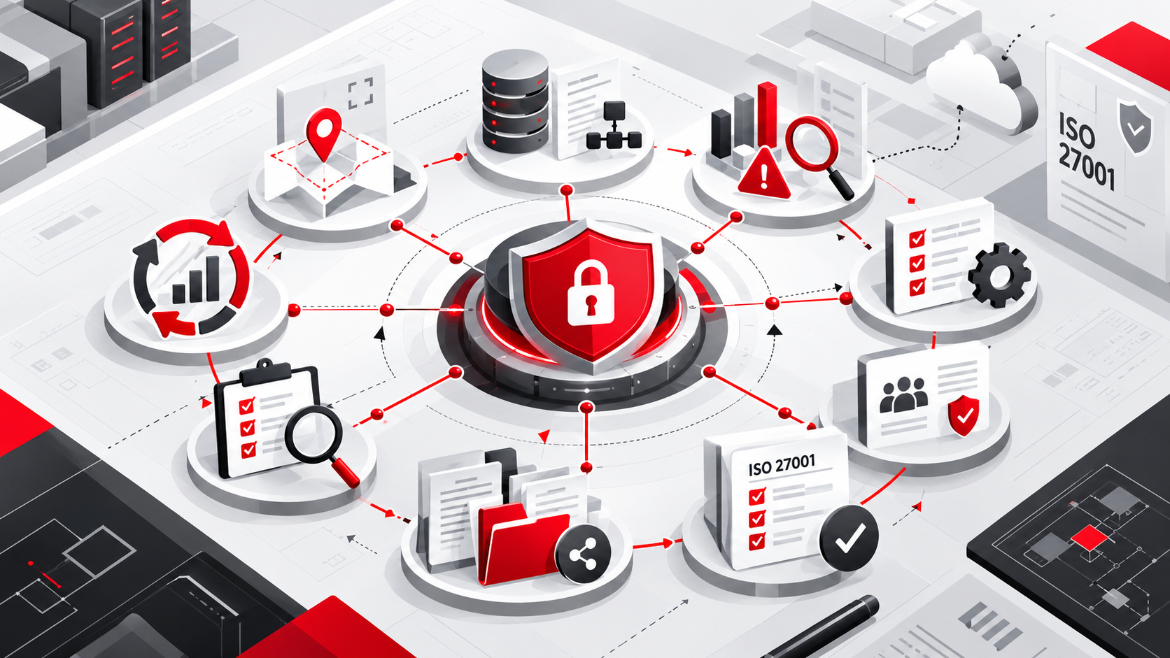 Architecture of risks, controls and evidence for ISO 27001
